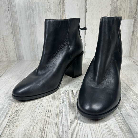 New Splendid Magnolia Leather Wood Grain Heel Ankle Boot in Black #1268 - Picture 4 of 14